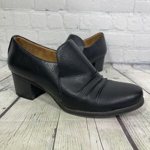 Natural Soul Loafer Women Size 8.5 Black Slip On Heel Classic Comfortable Shoes